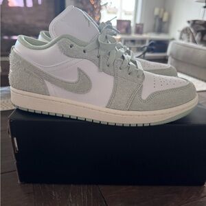 NIKE Air Jordan 1 Low Sneakers - White and Light Green